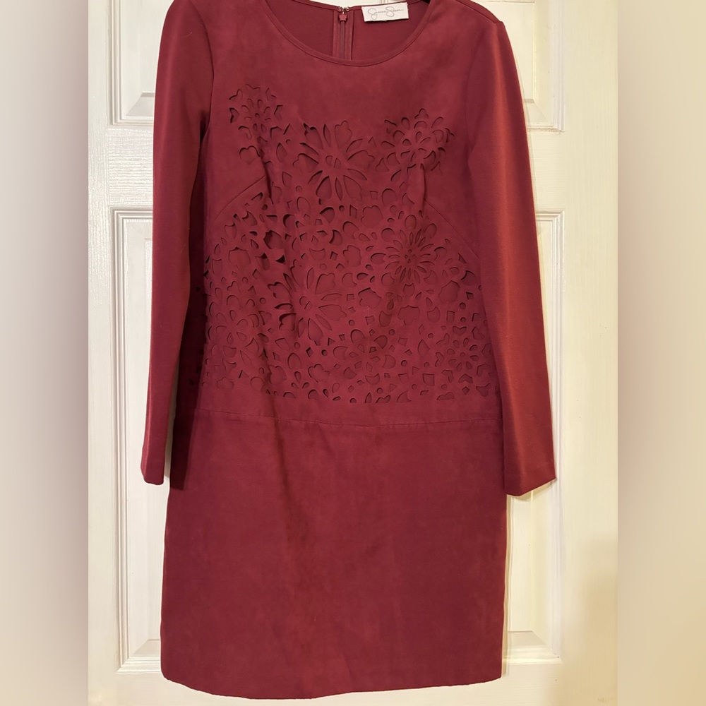 Maroon suede feel dress